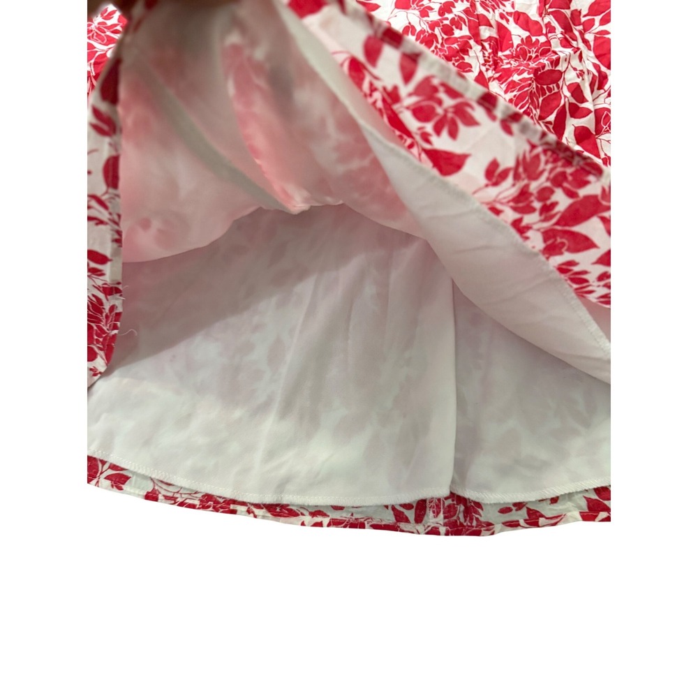 Ixia Red White Floral Polka Dot A-Line Skirt L Large Made in USA Boho Lined - Picture 3 of 7